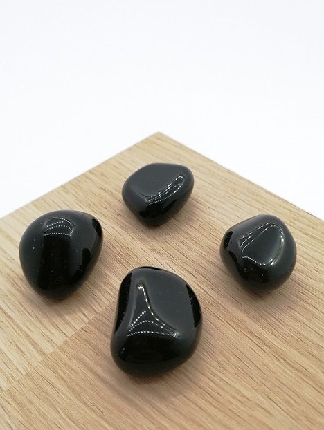 Pendentif Obsidienne Noire France Minéraux - Pierre Roulée, Collier Lithothérapie - Neuf étiqueté