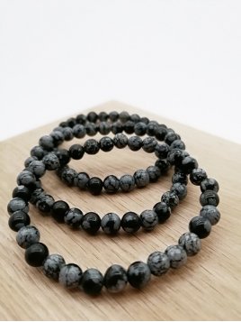 BRACELETS OBSIDIENNE FLOCON DE NEIGE