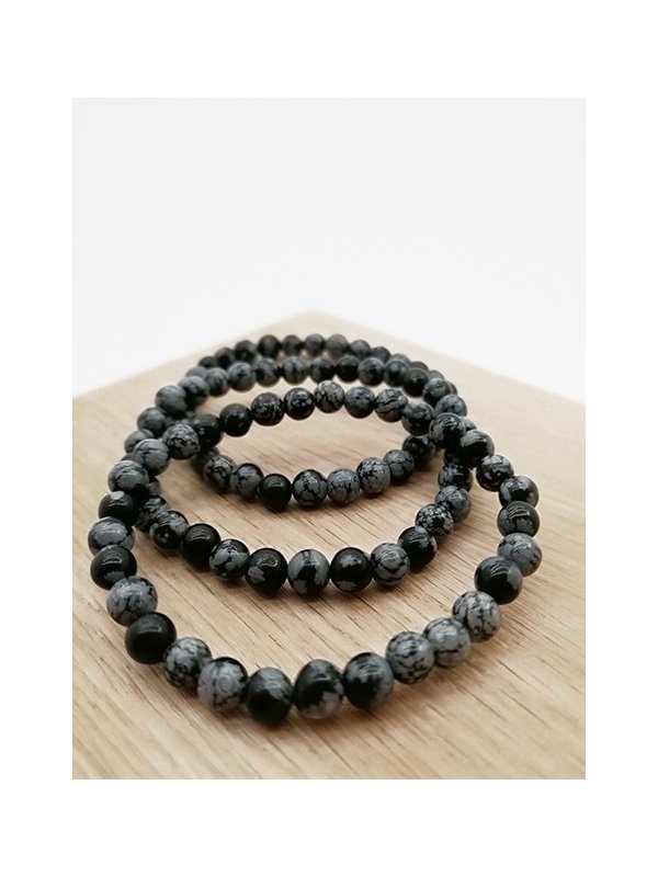 BRACELETS OBSIDIENNE FLOCON DE NEIGE