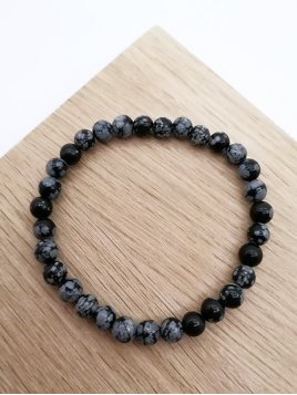 BRACELETS OBSIDIENNE FLOCON DE NEIGE