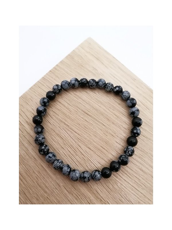 BRACELETS OBSIDIENNE FLOCON DE NEIGE